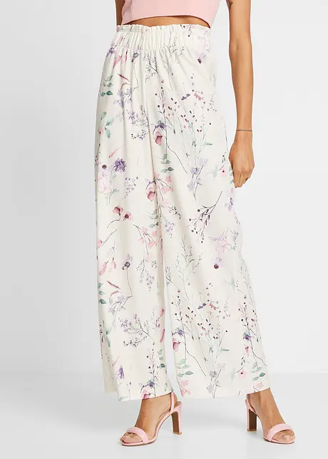 Jersey broek van crêpe met bloemenprint, bonprix