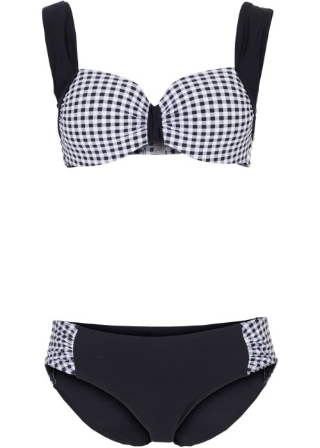 balconette bikini met softcups - zwart/wit, Cup E