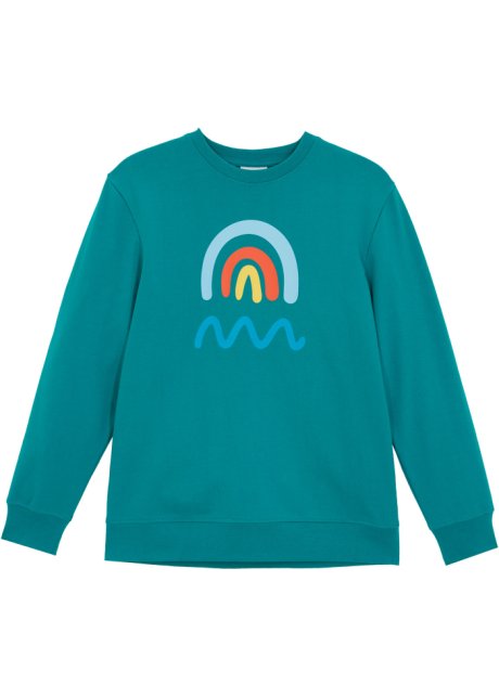 Zuiver gewicht Cerebrum Mooie sweater voor kinderen - donkersmaragd met print