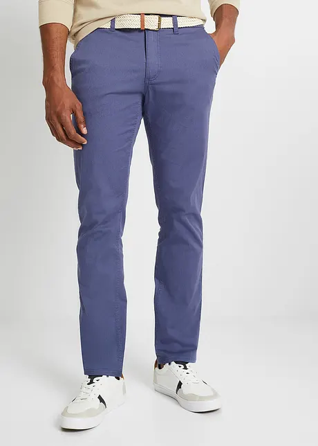 Regular fit stretch chino met comfort fit en riem, straight, bonprix