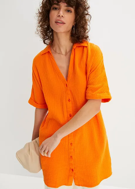 Lange, oversized blouse van mousseline, bonprix