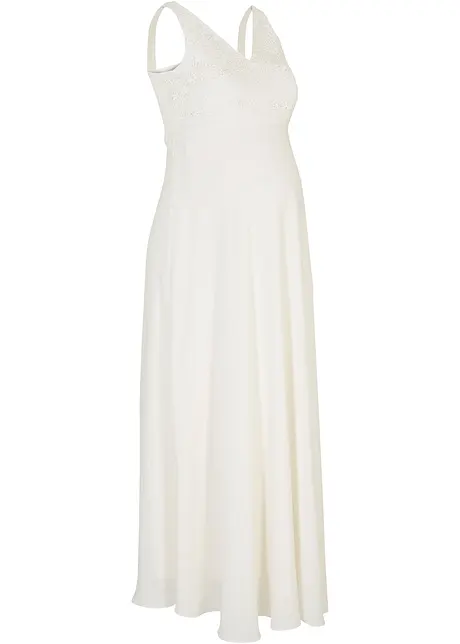 Zwangerschaps trouwjurk met kant, satijn en georgette, bonprix