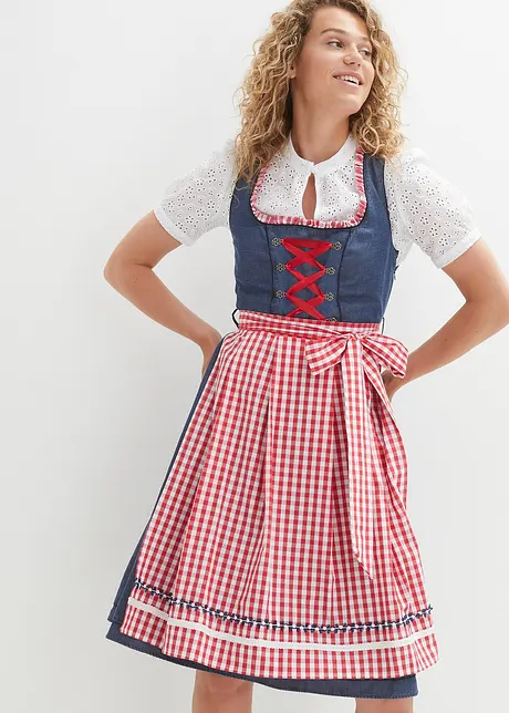 Dirndl in denim look en schort (2-dlg. set), bonprix