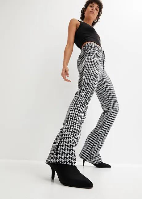 Jacquard broek met split en pied-de-poule, bonprix