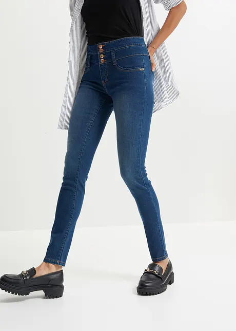 High waist skinny jeans met lange knoopsluiting, bonprix