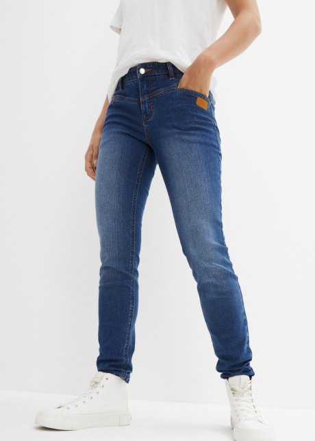Mooie skinny jeans met stretch - blauw denim used, N-maat