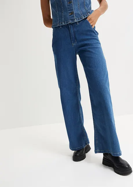 Wide leg paperbag jeans high waist, bonprix
