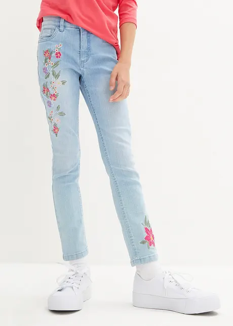 Meisjes skinny jeans met bloemenborduursel, John Baner JEANSWEAR