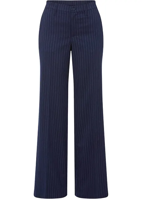 Broek met krijtstrepen en wijde pijpen, bonprix