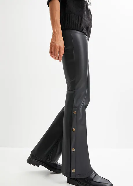 Flared broek van imitatieleer met sierknopen, RAINBOW