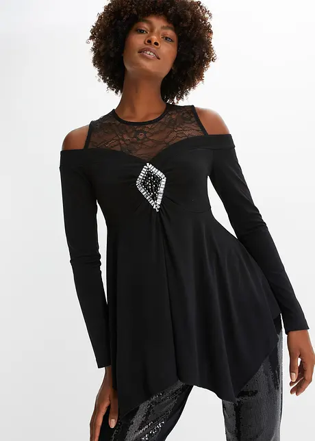 Cold shoulder shirt met kant, BODYFLIRT boutique