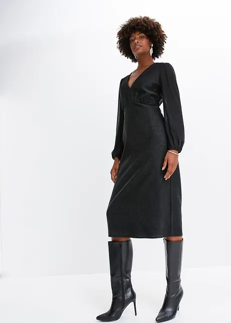 Jurk met diepe V-hals en glitter, BODYFLIRT boutique