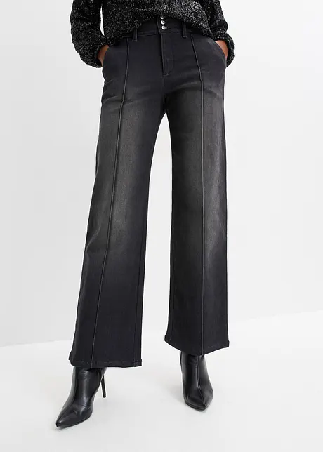 Wide leg jeans met mid waist, bonprix