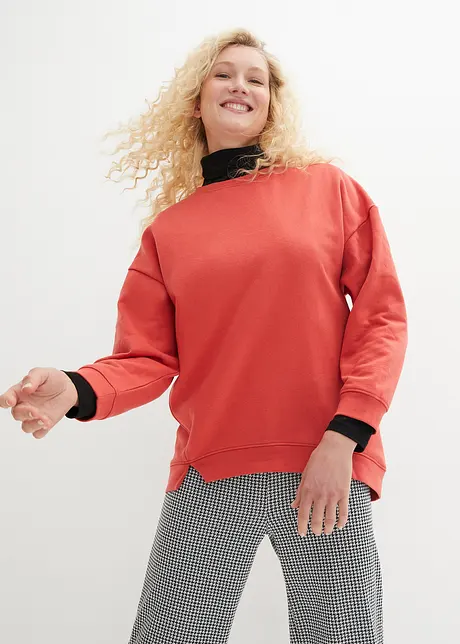 Oversized sweater met splitten van zachte badstof, bonprix