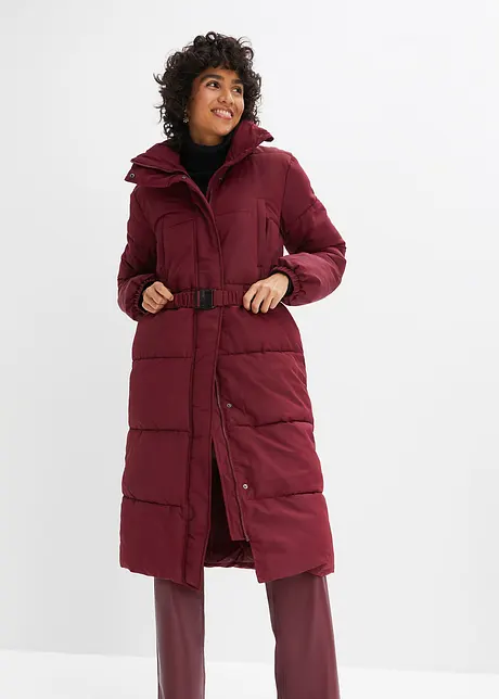 Lange gewatteerde oversized jas met elastische riem, bpc bonprix collection
