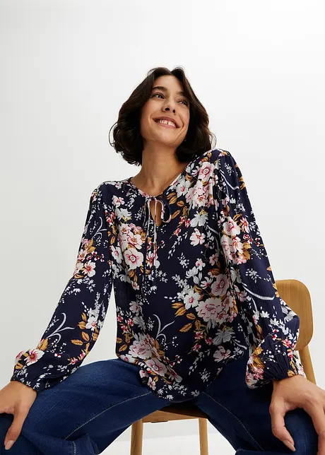 Gedessineerde blouse van viscose, bonprix