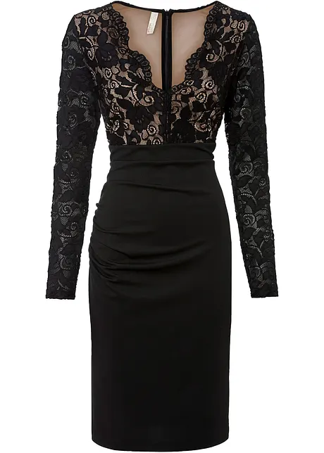Mini jurk met kant, korte maten, bonprix