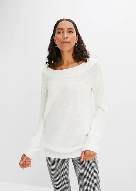 Geribde trui met boothals, bonprix