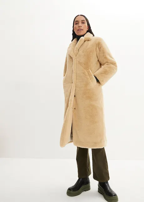 Lange, oversized jas van imitatiebont met reverskraag, bpc bonprix collection
