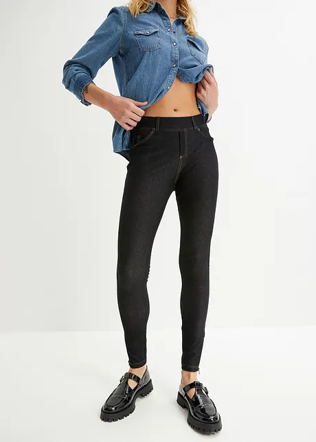 Legging in denim look met ritsen, bonprix