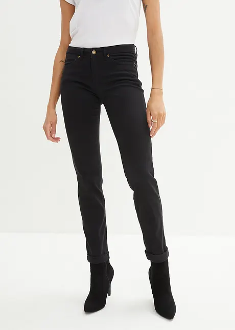 Stretch jeans mid waist, straight, bonprix