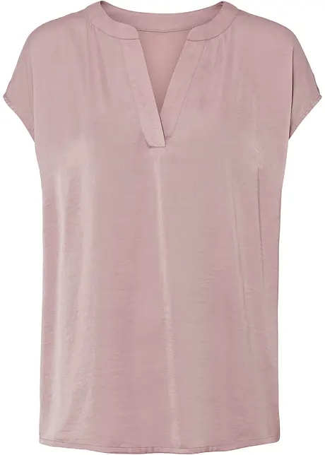 Soepelvallende, satijnen blouse met oversized schouders, bonprix