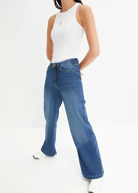 Wide leg high waist jeans met biologisch katoen, bonprix