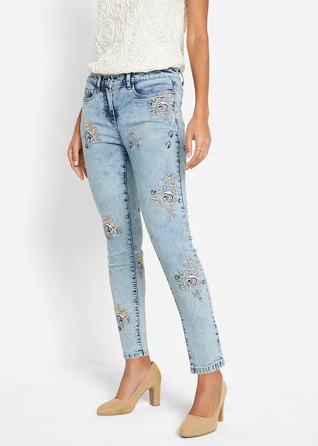 Jeans met bloemenborduursel, bonprix
