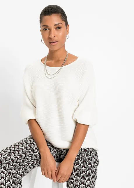 Geribde oversized trui van viscosemix, bonprix
