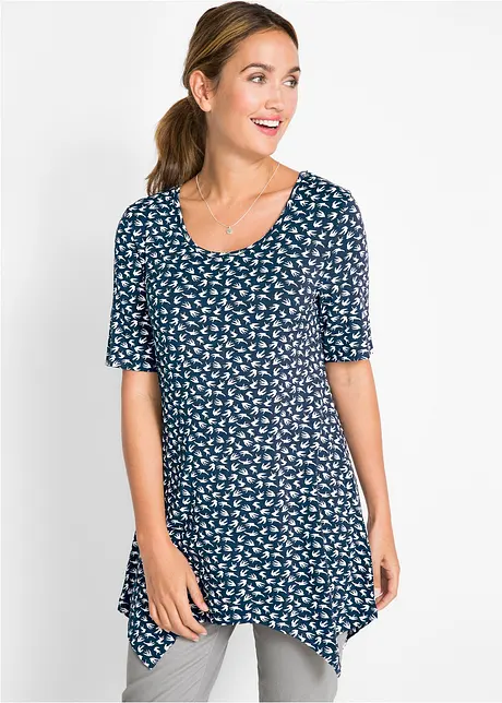 Puntig toelopend shirt, halflange mouw van een zachte viscosemix, bonprix