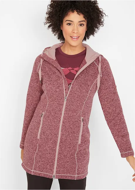 Lang fleece vest met capuchon, bonprix