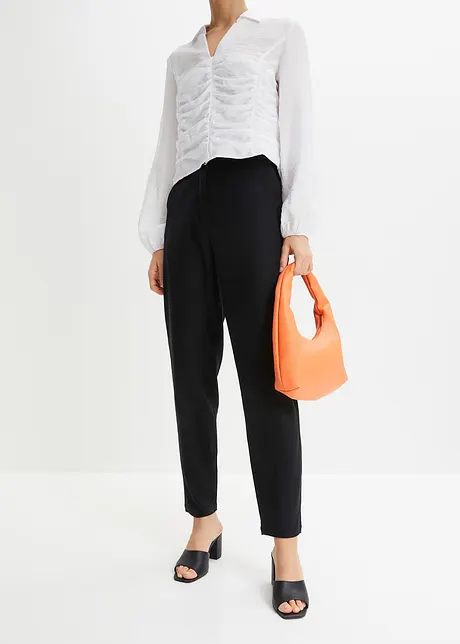 Cropped high waist broek in een linnen-viscosemix, bonprix