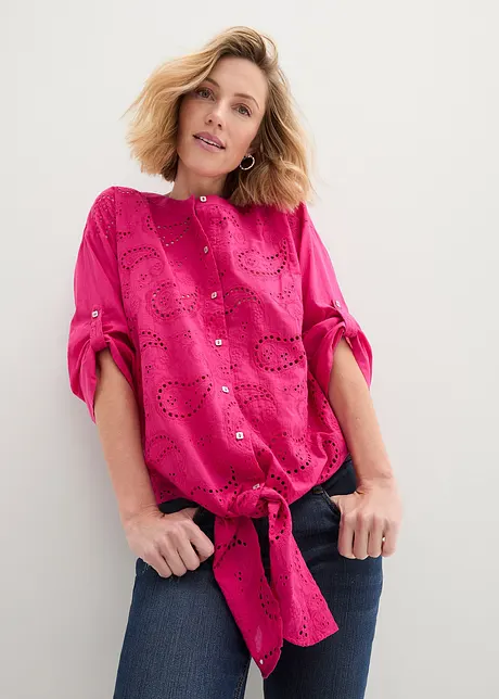 Licht transparante overhemdblouse met knoopdetail, bpc selection