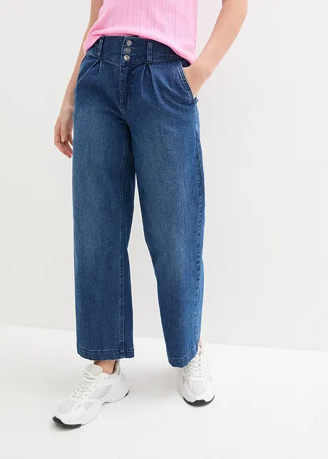 Wide leg jeans met high waist en comfortband, bonprix