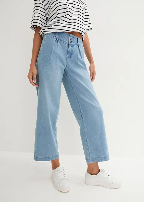 Wide leg jeans met high waist en comfortband, bonprix