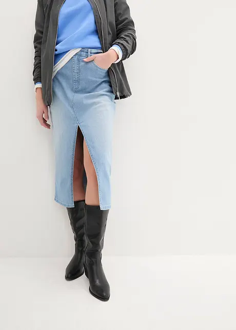 Stretch spijkerrok, midi lengte, John Baner JEANSWEAR