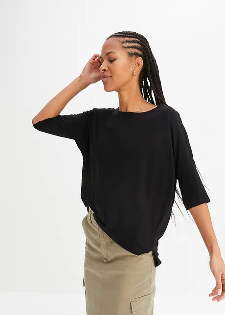 Boxy shirt met boothals, halflange mouw, bonprix