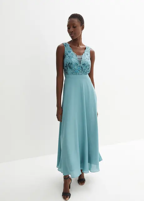 Maxi jurk met pailletten en borduursel, bonprix