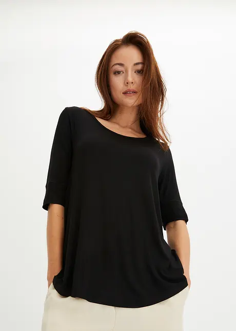 Shirt met ronde hals van zachte viscose, bonprix