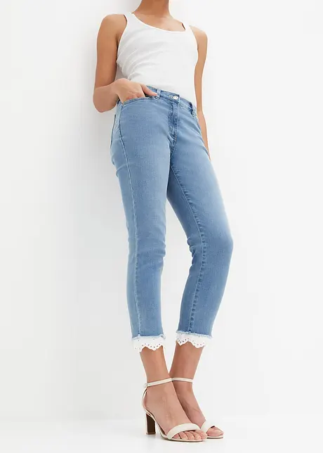 Stretch jeans met kanten boordjes, bonprix