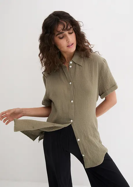 Oversized zwangerschapsblouse / voedingsblouse van mousseline, bonprix