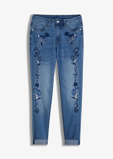 Slim fit jeans met mid waist, cropped, bonprix