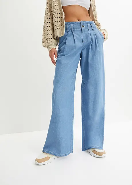 Wide leg jeans low waist, low stretch, bonprix