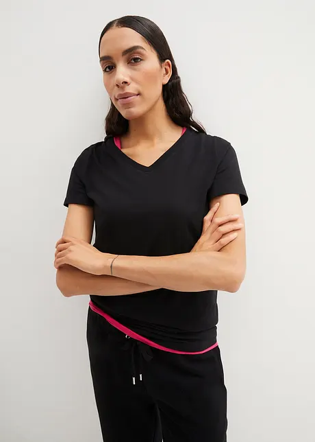 Essential T-shirt met V-hals, naadloos, bonprix