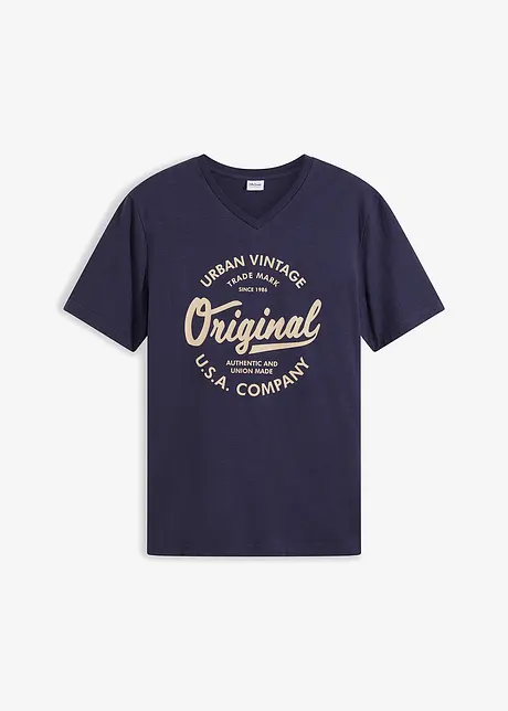 T-shirt met V-hals van biologisch katoen, bonprix