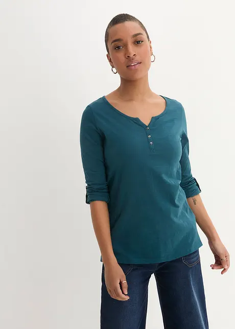Shirt met knoopsluiting van biologisch katoen, bonprix