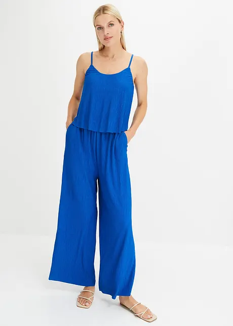 Jersey plissé jumpsuit, bonprix