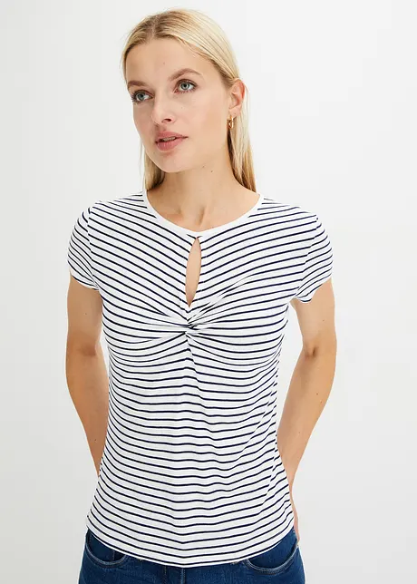 Gestreept shirt met cut-out, bonprix