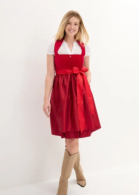 Midi dirndl met fluweel en schort (2-dlg. set), bonprix