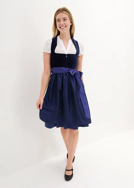 Dirndl met fluweel en schort van satijn (2-dlg. set), bonprix